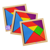 Pack X10 Tangram De Madera Didáctico Souvenir