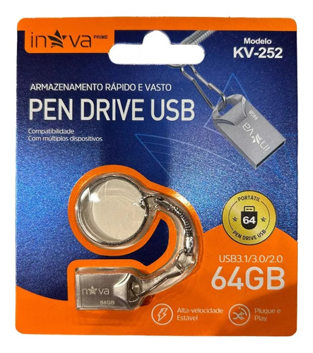 Pen Drive De Metal Nano 64gb Inova Prime