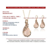 Set 4971 ) Conjunto Collar Cadena Dije Aretes Oro Rosa /rosa