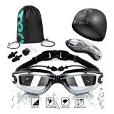  Kit Goggles Natación,gorra,tapones Auditivos,clip De Nariz