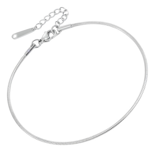 Pulsera De Tobillo Pie Mujer De Acero Panza De Víbora Plata