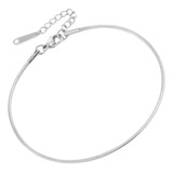 Pulsera De Tobillo Pie Mujer De Acero Panza De Víbora Plata