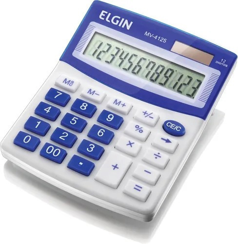 Calculadora De Mesa 12 Dig Comercial Mv4125 Azul Elgin