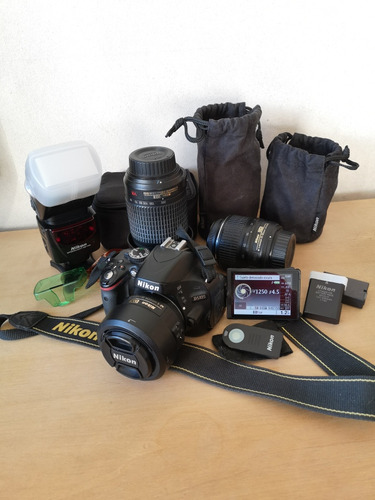 Cámara Nikon D5100 (body, 3 Lentes, Flash, Bolso, Etc)