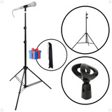 Pedestal Para Microfone Mic C/ Regulagem E Suporte Cachimbo 