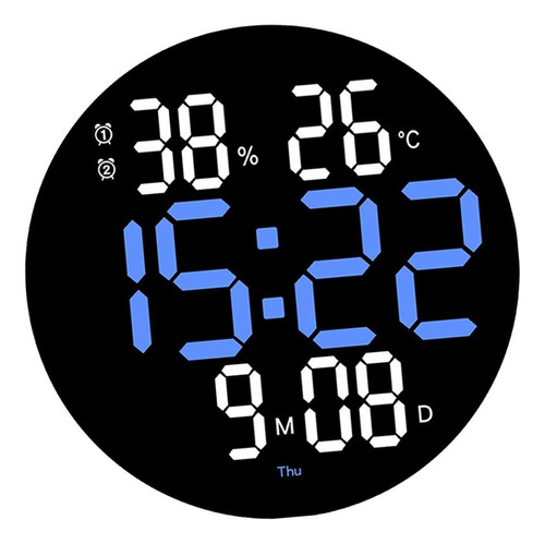 Reloj De Pared Redondo De Digital Led De 10 Pulgadas Azul
