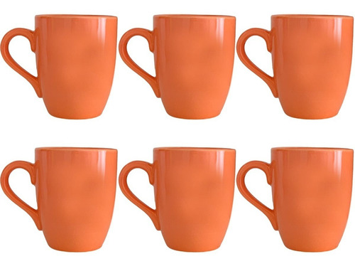 Set X6 Taza Mug Jarro Conico Cerámica 300ml Premium Colores 