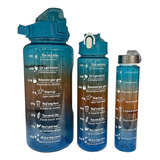 Botella Motivacional De Agua 3 Unidades Set X3 Termo Botilo