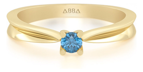 Anillo Compromiso Moissanita Azul Oro 10k Cloe Abba Joyas