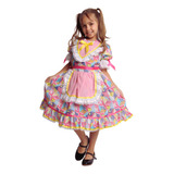 Vestido Infantil Festa Junina Caipira Estampado Quadrilha Rs