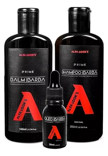 Kit Para Barba Óleo, Balm E Shampoo Alfa Looks