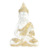 Enfeite Buda Pedra 30cm Gesso Perolizado Decoração Hindu