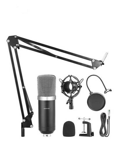 Kit Microfono Condenser Hügel Soporte Pop Filter Cable Cuota