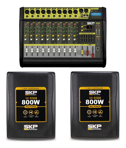 Kit Skp Consola Potenciada Vz-100 + 2 Bafles Pasivos 512ix