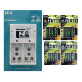 Kit Carregador + 8 Pilhas Aa 4800mah + 8 Pilha Aaa 2800mah