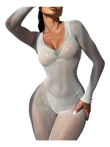 Catsuit Body Red Strass Brillos - Ceden Del M Al Xl