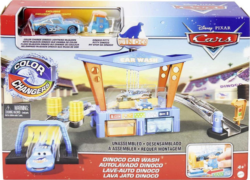 Mattel ® disney Pixar Cars Autolavado Dinoco Con Carros Ev