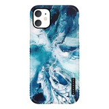 Funda Aknacase Para iPhone 11, Marmol, Azul Y Blanco