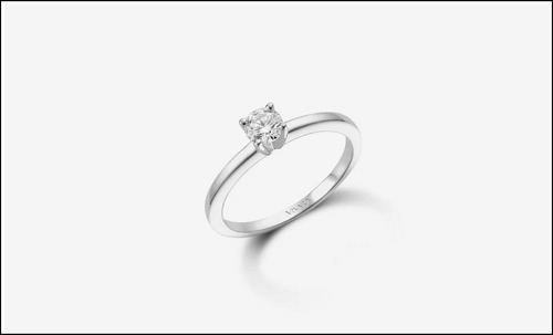 Anel Solitário Classic Ouro Branco 18k Diamante 0,14 Ct