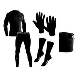 Kit Super Termico Frizado + Guantes + Medias Tubo + Cuello 