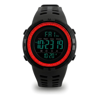 Reloj de pulsera Skmei 1251 de cuerpo color negro, digital, para hombre, fondo negro, con correa de poliuretano color negro, dial gris, minutero\u002Fsegundero rojo y blanco, bisel color negro, luz verde y | MercadoLibre