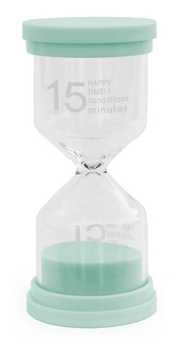 Reloj De Arena Tiempo De 15 Min, Tamaño 11cm, Color Verde