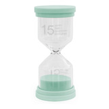Reloj De Arena Tiempo De 15 Min, Tamaño 11cm, Color Verde
