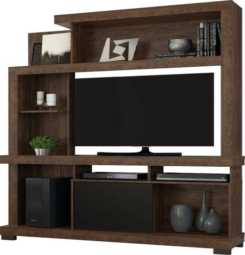 Rack Home Modular Tv Viena Delos Cacao Negro Loft Hogar