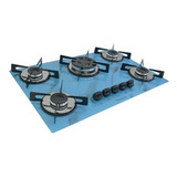 Fogão Cooktop Premium 5bocas Triplachama Marmorizado Azul Bivolt