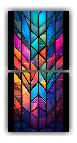 100x50cm Cuadro Díptico Decorativo Sala Prisma Colores Amar