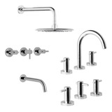 Set Combo Griferías Hydros Zen Lavatorio Bidet Ducha 