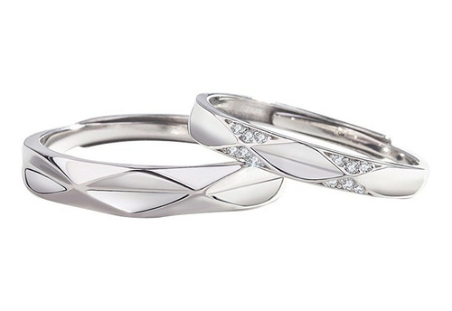 Par 2 Anillos Promesa Plata 925 Pareja Amor Moderno