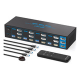 Conmutador Kvm 8k Hdmi + 2 Displayport 3 Monitores 4 Or...