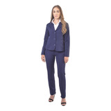 Conjunto Social Executivo Blazer + Calça + Saia Azul Marinho