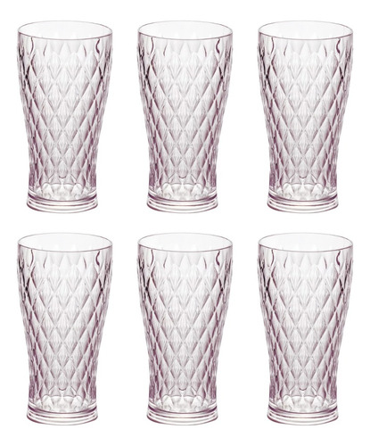 Set X6 Vaso 500ml Plastico Glamour Diamante Carol