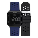 Relógio Mormaii Lab Digi Troca Pulseira Azul Preto Silicone