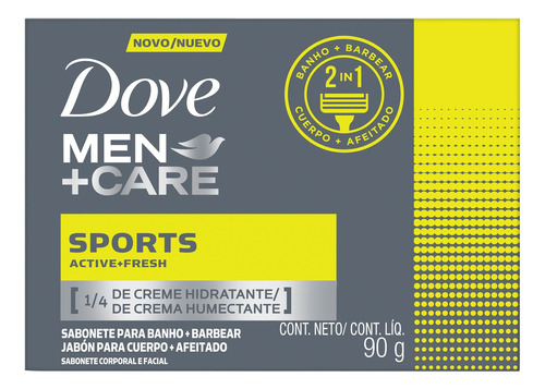 Sabão Em Barra Dove Sports Active+fresh Men+care De 90 G