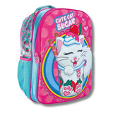 Mochila Infantil Menina Gata 3d Costas Reforçada