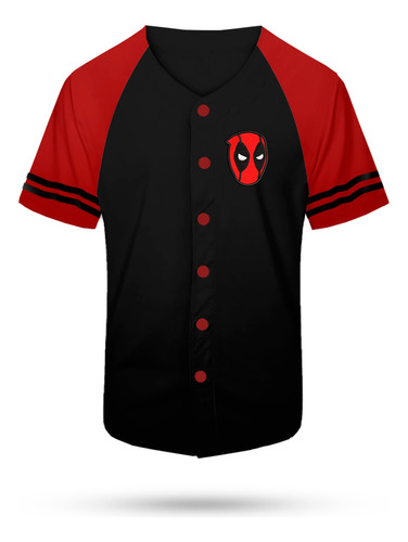 Jersey Beisbolera Casaca Logo Mascara Deadpool Bordada