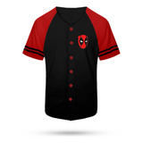 Jersey Beisbolera Casaca Logo Mascara Deadpool Bordada