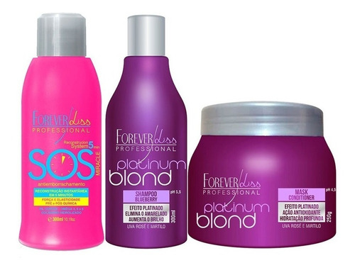 Kit Forever Liss Duo Platinum Blond + Sos Reconstrutor 300ml