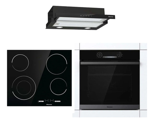 Combo Cocina Hisense Black Horno, Anafe Y Campana Ultra