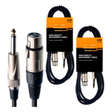 Pack X2 Cable Xlr (cannon) Plug Mono Microfono - 6 Metros C 
