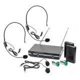 Kit Microfone Vhf Sem Fio Auricular Cabeça Headset Lapela