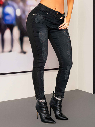 Calça Boyfriend Destroyed Luxuosa Pitbull Jeans Ref 67595
