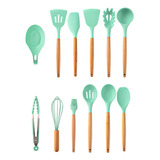 Set Utensilios 13 Piezas Silicona Mango Con Porta Utensilios