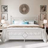 Base De Cama Queen Estilo Victoriano; Blanco; Hoomic