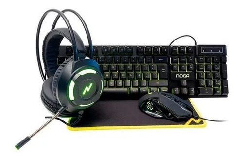 Combo Kit Gamer Gaming 4-1 Teclado Mausers Led Amarillo Pc