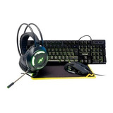 Combo Kit Gamer Gaming 4-1 Teclado Mausers Led Amarillo Pc