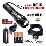 Linterna Tactica Led T6 + Anilla Riel Picatinny Montura Caza